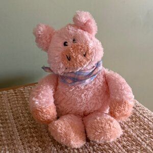 Gund Pink Pig Plush Stuffed Toy with Plaid Bandanna